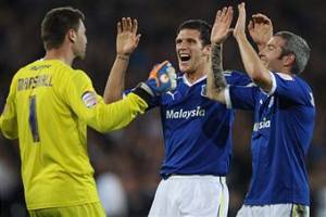 I giocatori del Cardiff City esultano dopo una vittoria (Getty Images)