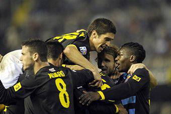 I giocatori dell' Espanyol esultano dopo un gol (Getty Images)