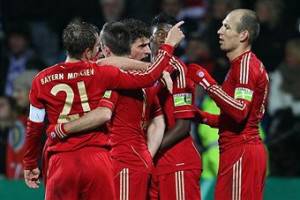 I giocatori del Bayern Monaco esultano dopo un gol (Getty Images)