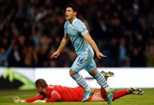 Sergio Aguero, centravanti argentino del Manchester City (Getty Images)