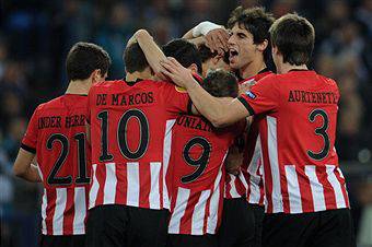 I giocatori dell' Athletic Bilbao esultano dopo un gol (Getty Images)