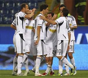 I giocatori del Cesena esultano dopo un gol (Getty Images)