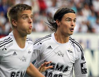 I giocatori del Rosenborg durante un azione di gioco (Getty Images)