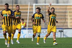 I giocatori della Juve Stabia esultano dopo un gol (Getty Images)