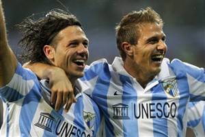 I giocatori del Malaga esultano dopo un gol (Getty Images)