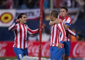 I giocatori dell' Atletico Madrid esultano dopo un gol (Getty Images)