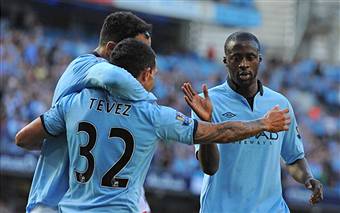 I giocatori del City esultano dopo un gol (Getty Images)