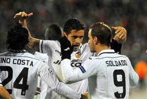 I giocatori del Valencia esultano dopo un gol (Getty Images)
