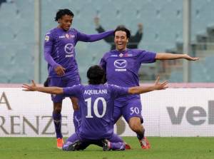 I giocatori della Fiorentina esultano dopo un gol (Getty Images)