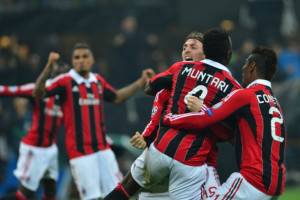 I giocatori del Milan esultano dopo un gol (Getty images)