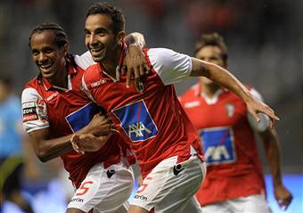 I giocatori del Braga esultano dopo un gol (getty Images)