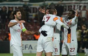 I giocatori del Galatasaray esultano dopo un gol (Getty Images)