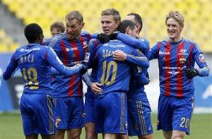 I giocatori del CSKA esultano dopo un gol (Getty Images)