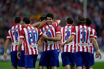 I giocatori dell' Atletico Madrid esultano dopo un gol (Getty Images)