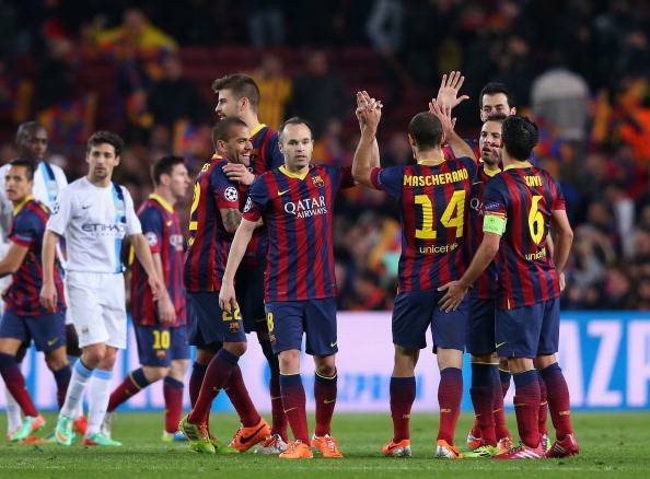 I giocatori del Barcellona esultano dopo un gol (Getty Images) 