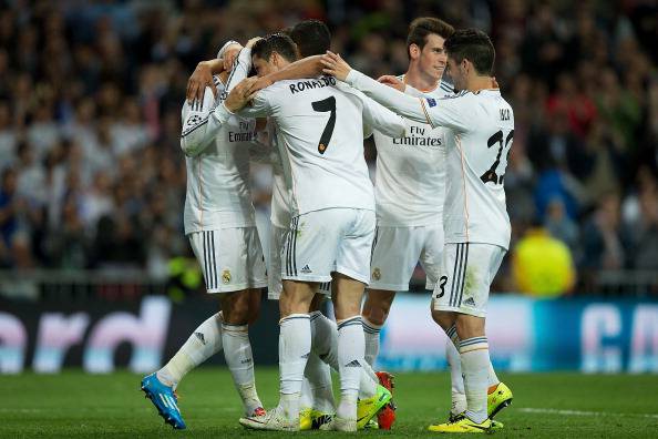 I giocatori del Real Madrid esultano dopo un gol (Getty Images)