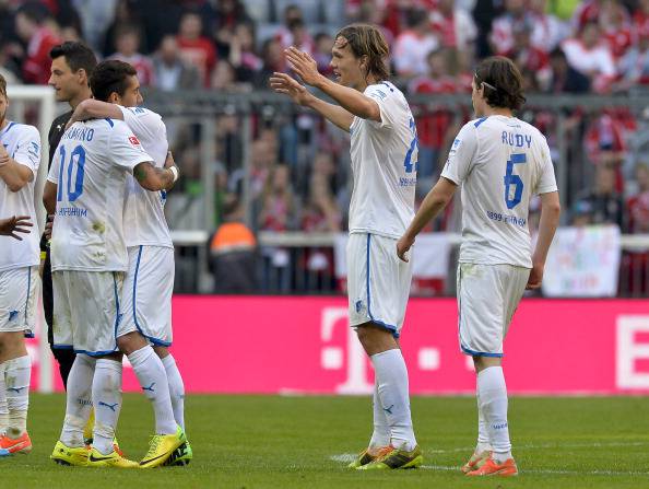 I giocatori dell'Hoffenheim esultano dopo un gol (Getty Images) 