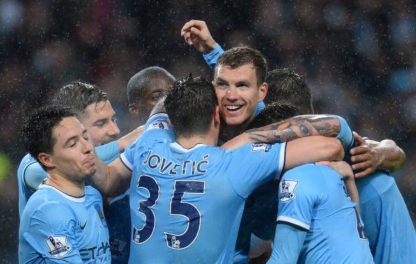 I giocatori del Manchester City esultano dopo un gol (Getty Images) 
