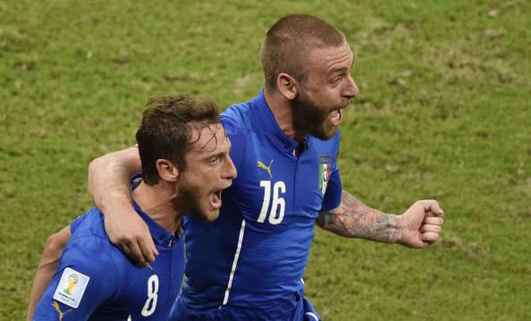 Marchisio e De Rossi esultano dopo un gol (Getty Images)  