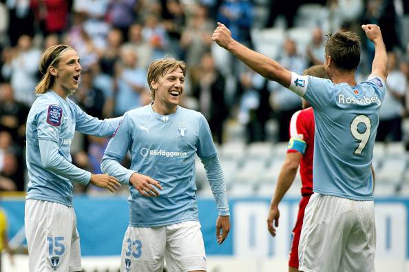 I giocatori del Malmö esultano dopo un gol (Getty Images) 