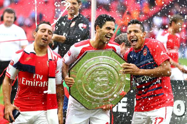 I giocatori dell'Arsenal festeggiano il trionfo in Community Shield(Getty Images) 