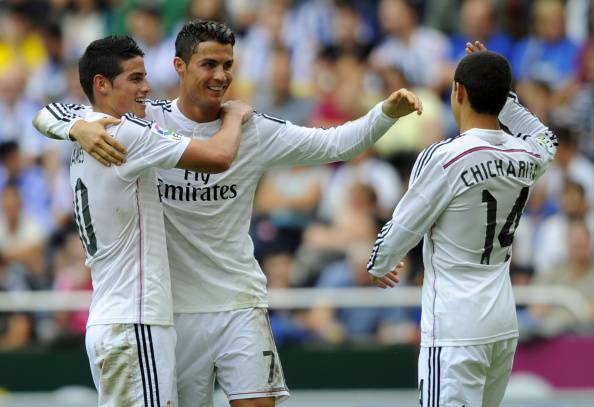 I giocatori del Real Madrid esultano dopo un gol (Getty Images)