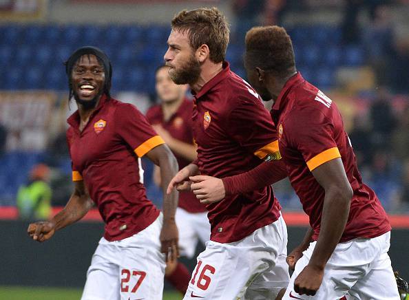 I giocatori della Roma  esultano dopo un gol (Getty Images)  