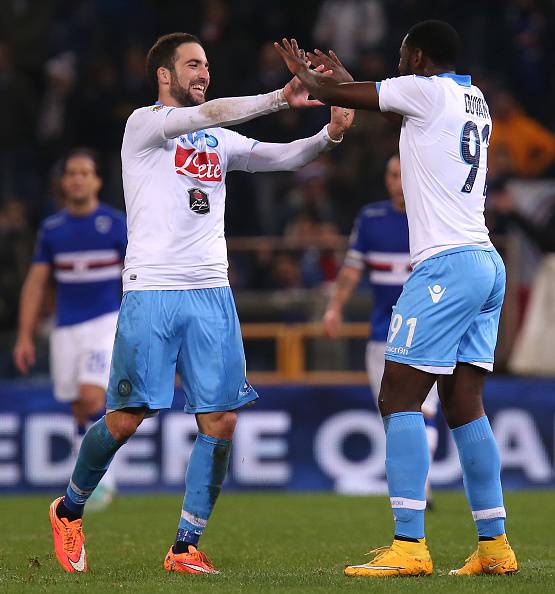 I giocatori del Napoli  esultano dopo un gol (Getty Images) 
